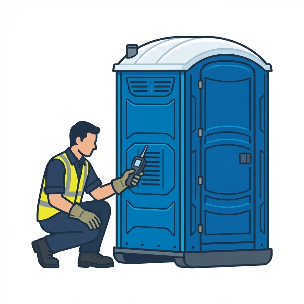 Infographic detailing causes of portable toilet odors in Bakersfield, CA